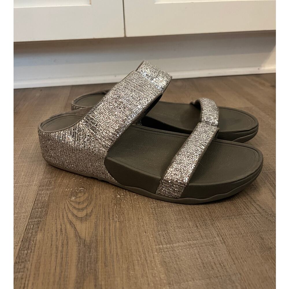 Fitflip Sparkly Silver Lulu Superglitz Slide Sandals